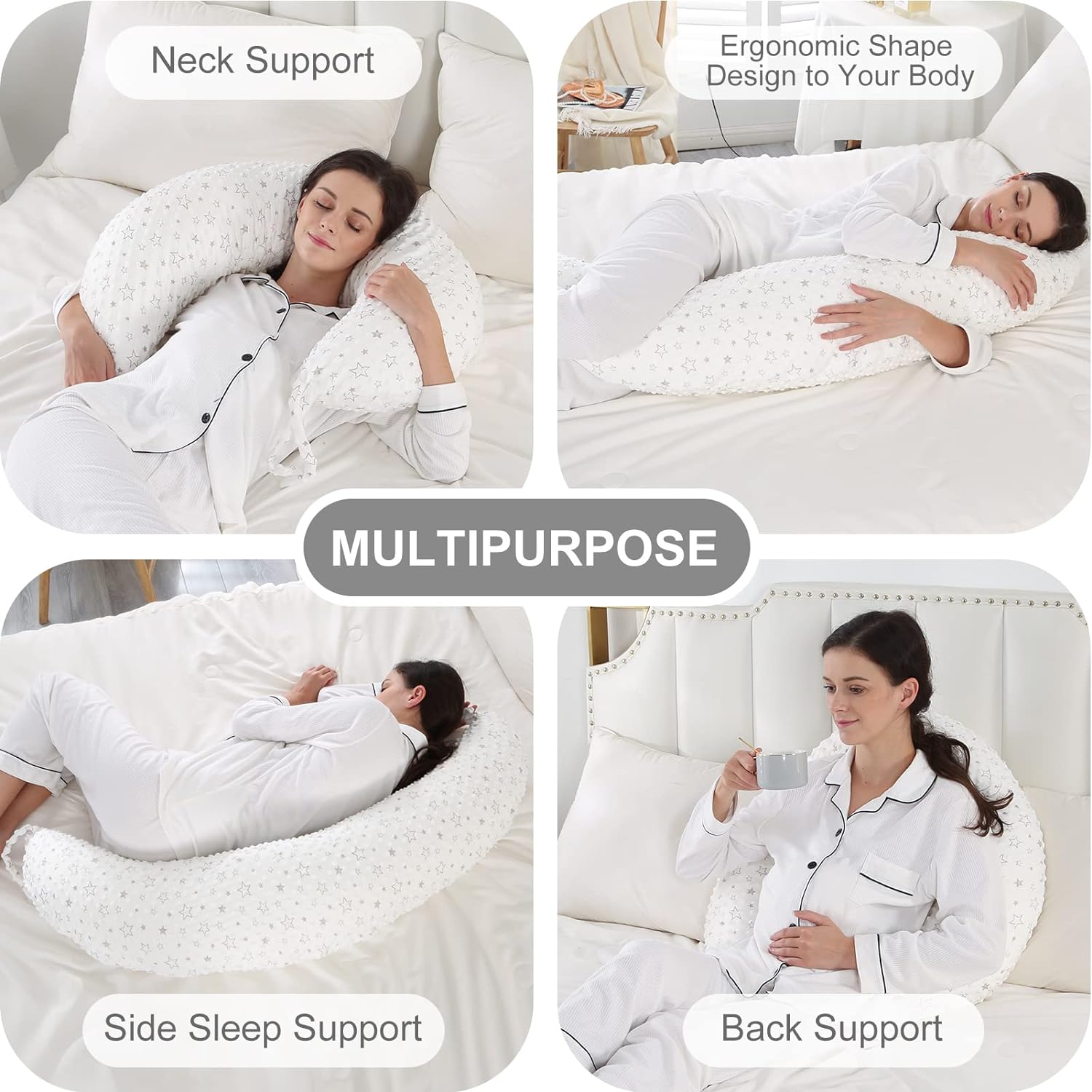PinkFroggie 46" Long Pregnancy Pillow for Side Sleeping,Full Body Maternity Pillow with Removable Cover,Baby Comfort with Back Support,Versatile Surgery Recovery Support Cushion - Image 4